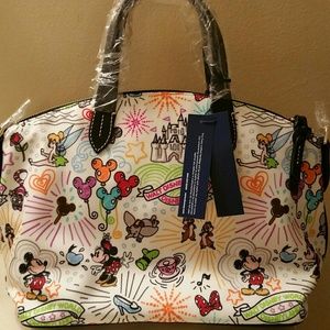 Disney Sketch Nylon Zip Satchel Nwt