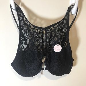 Black floral lace bra lette