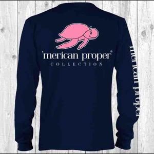 ‘Merican Proper Navy Turtle Long Sleeve Tee