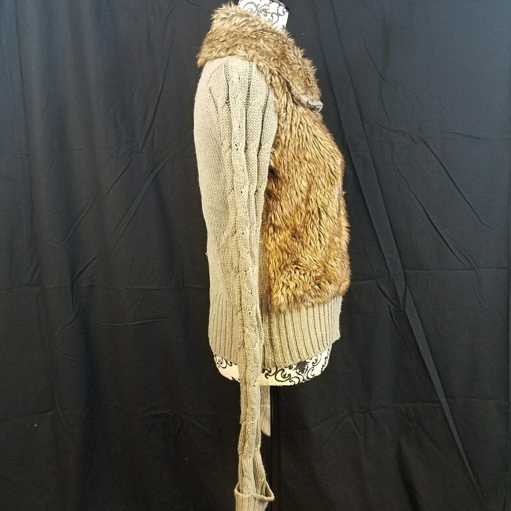 ci sono faux fur gray knit longsleeve jacket - Picture 3 of 5