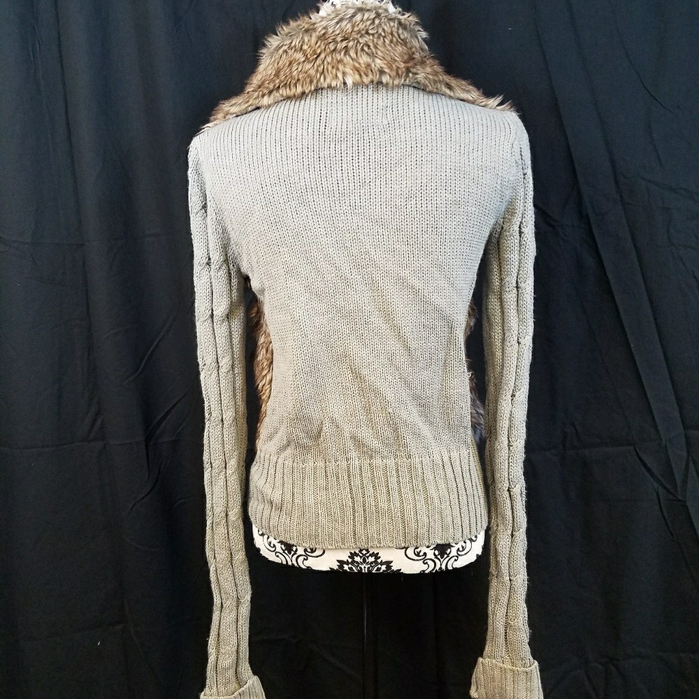 ci sono faux fur gray knit longsleeve jacket - Picture 4 of 5