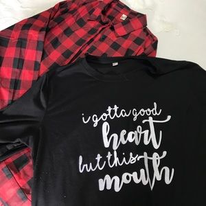 T shirt and flannel long sleeve