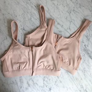 Aerie zip front blush color sports bras- 2