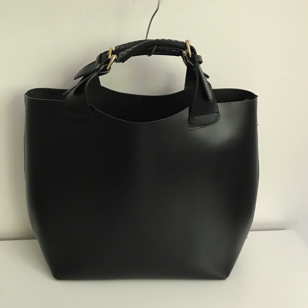 Zara leather hobo style bag with laptop pouch