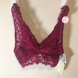 Red floral lace bralette