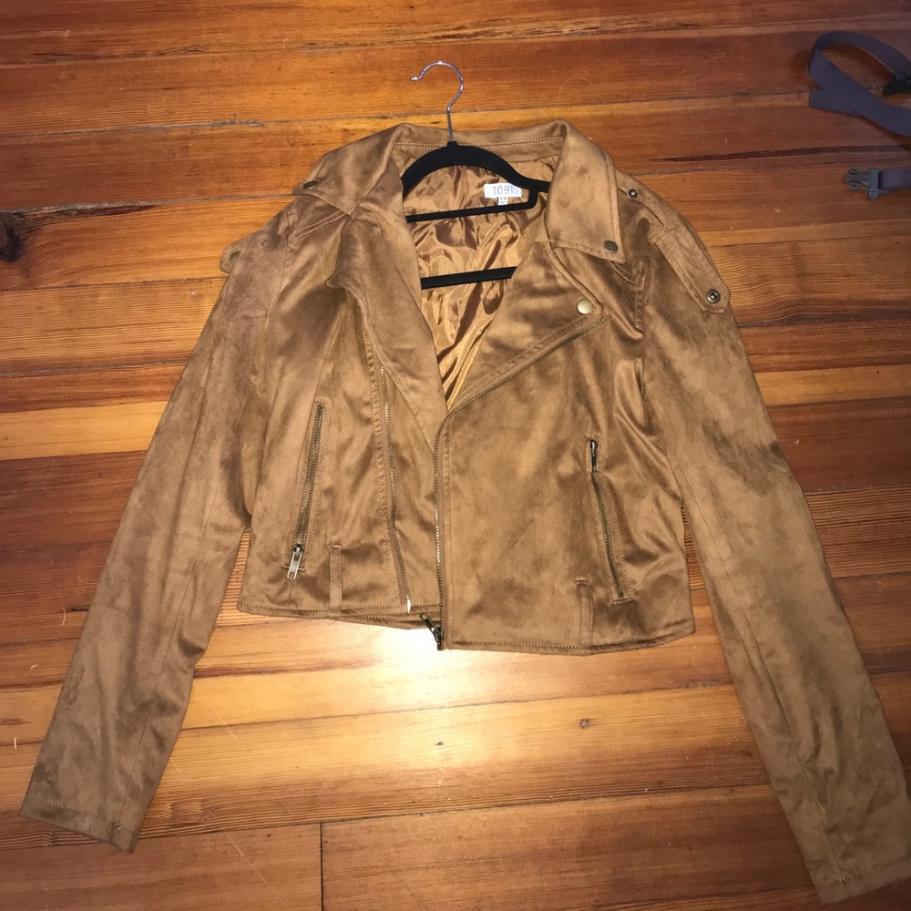 Tobi Size S Tan Suede Moto Jacket