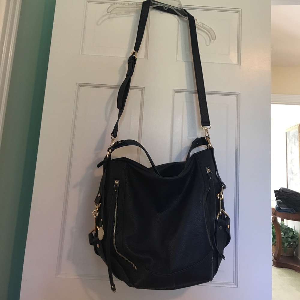 Blue Vegan Leather Oversized Bag