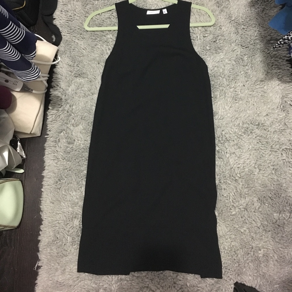 Black sleeveless mini dress