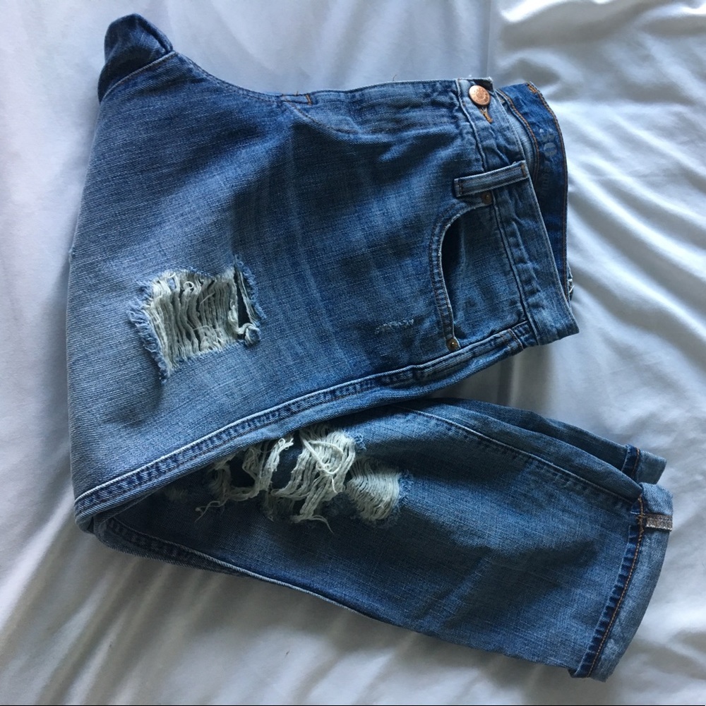J Crew Vintage straight ripped jeans