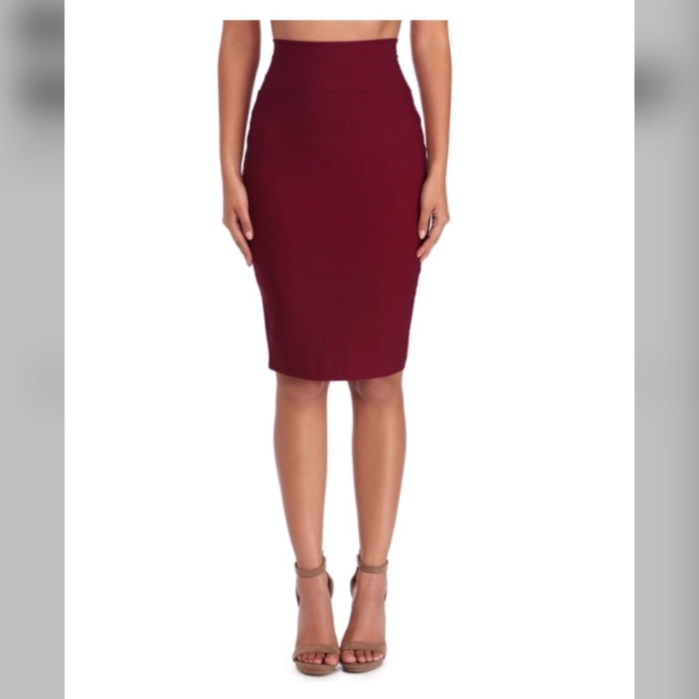 High Waist Pencil Skirt - RED