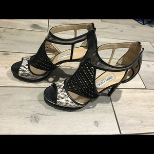 Jimmy Choo Snake print and black sandal/ heel