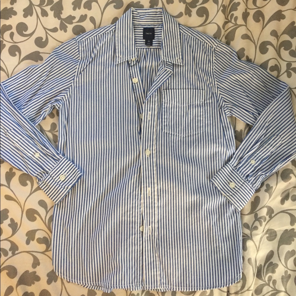 Gap Boys Blue Button-Down Long Sleeve Shirt