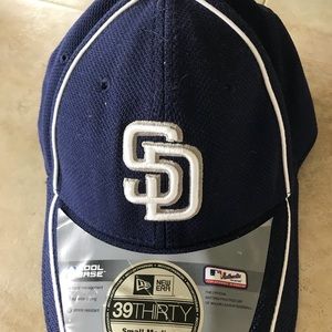 San Diego Padres baseball hat.