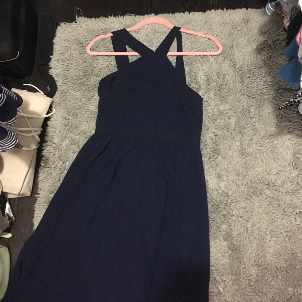 Navy Blue chiffon maxi dress