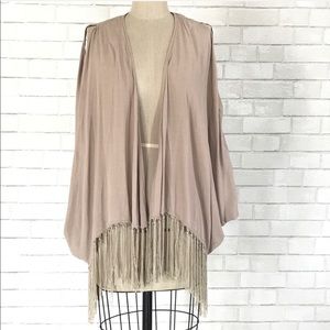 Fringe boho cold shoulder Cardigan vest size L