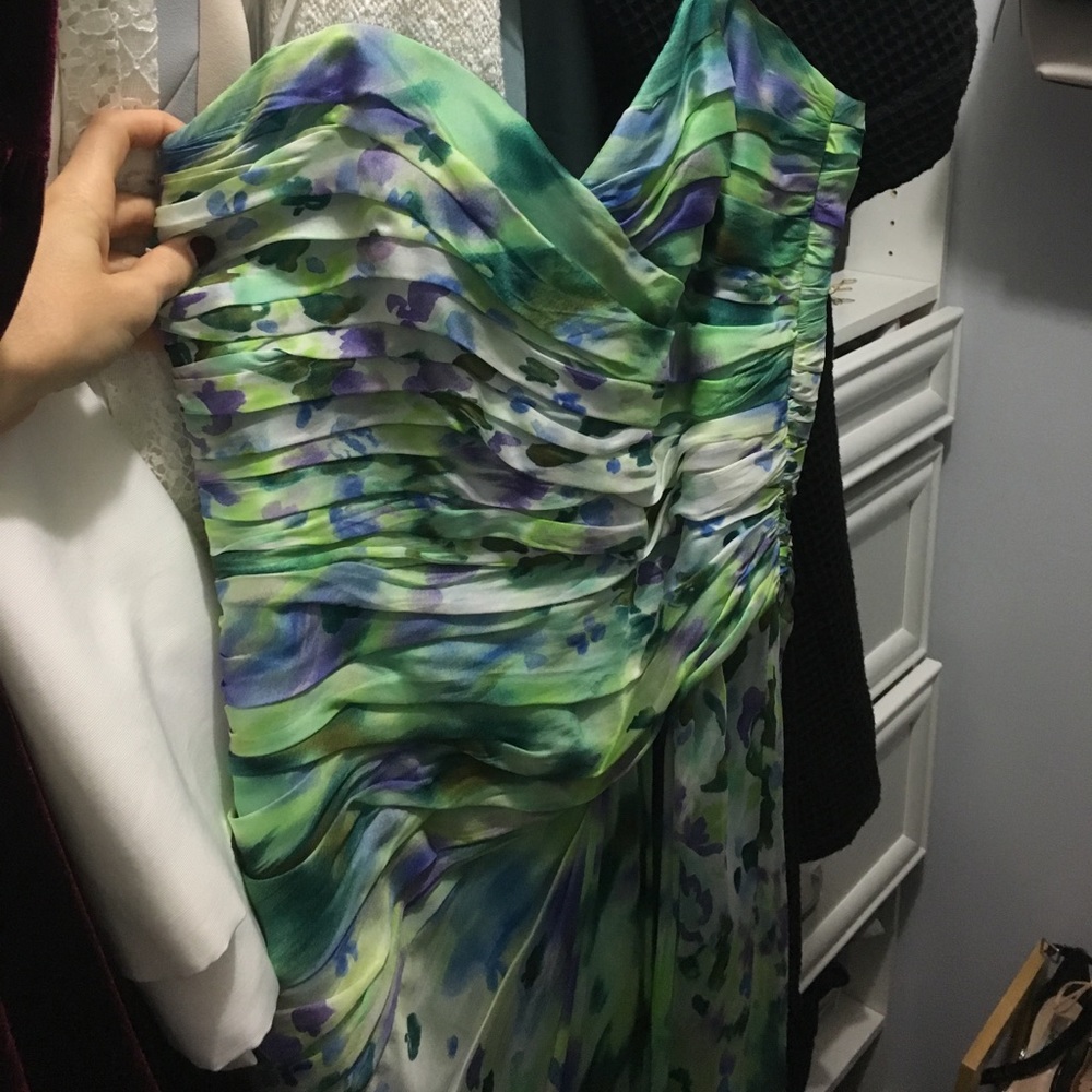 Formal silk maxi dress, sweetheart neckline