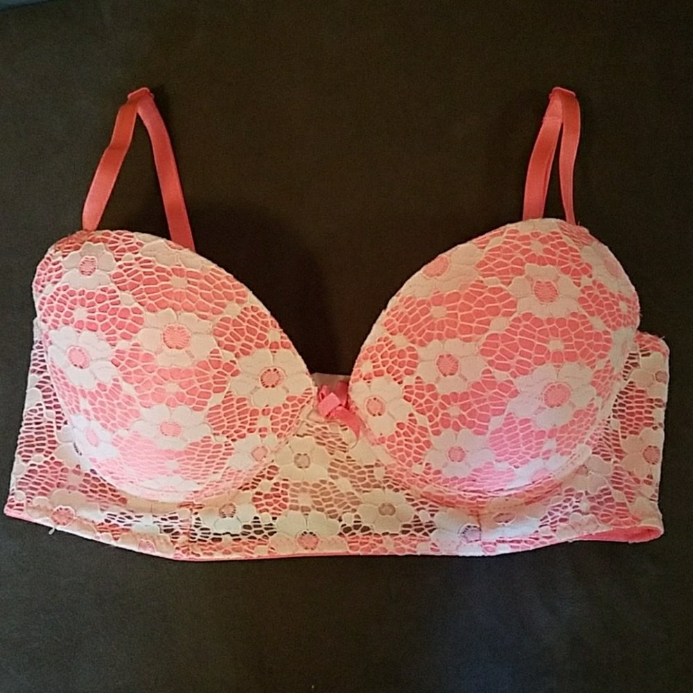 Pink lace bra