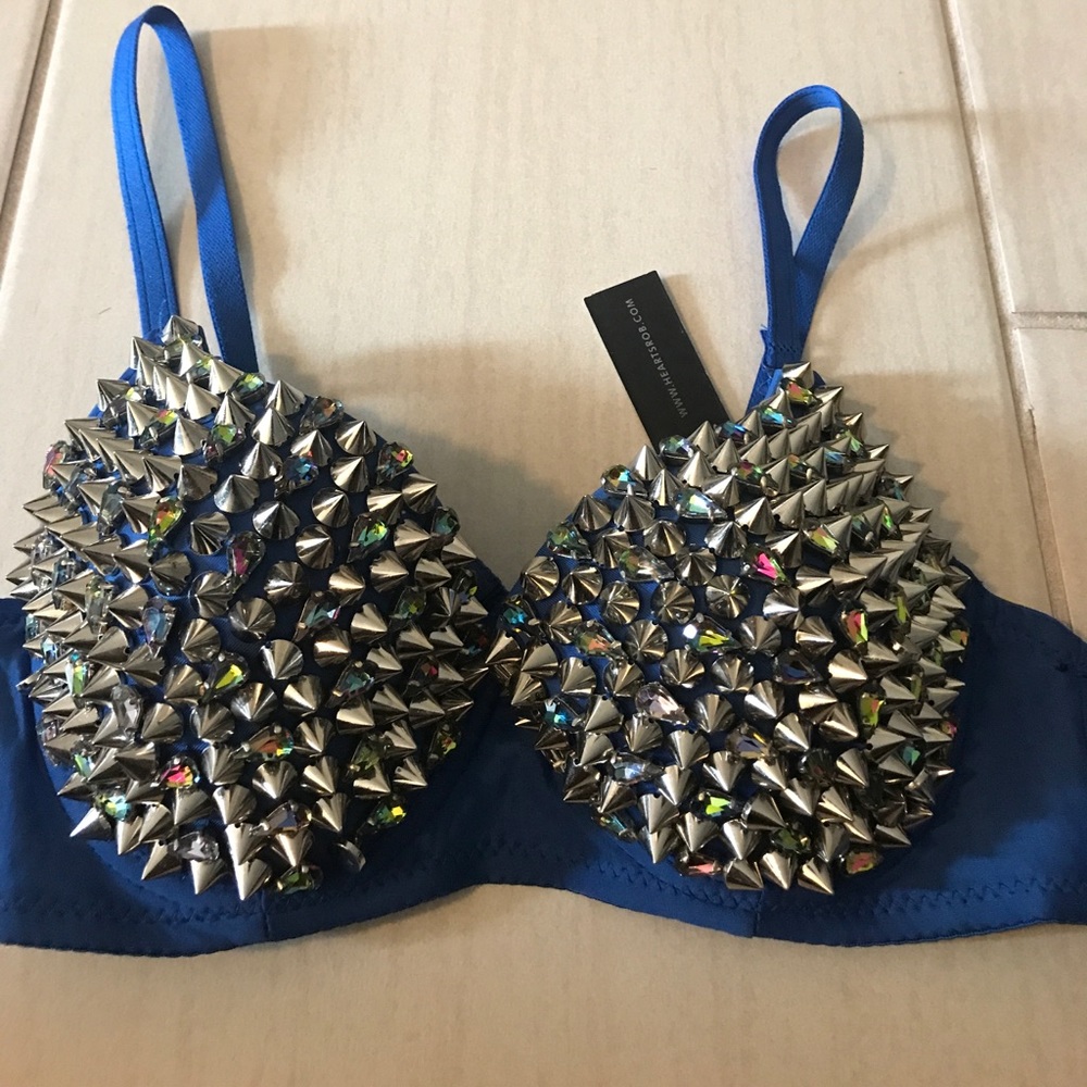 Blue Spiked Bra