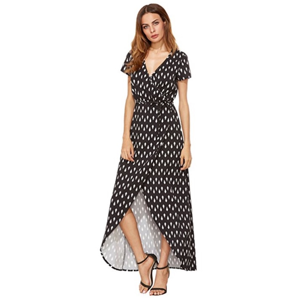 NWOT black and white wrap dress