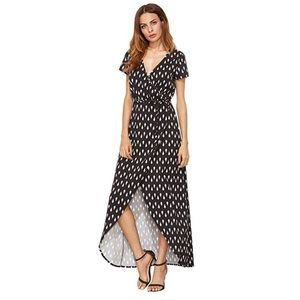 NWOT black and white wrap dress
