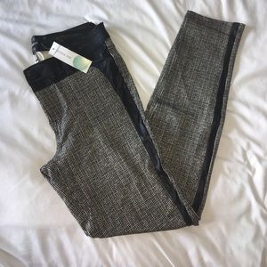 Tweed and vegan leather leggings