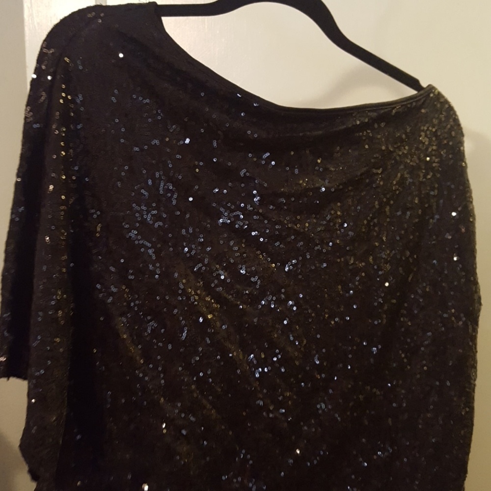 Blqck sequin off the shoulder dress
