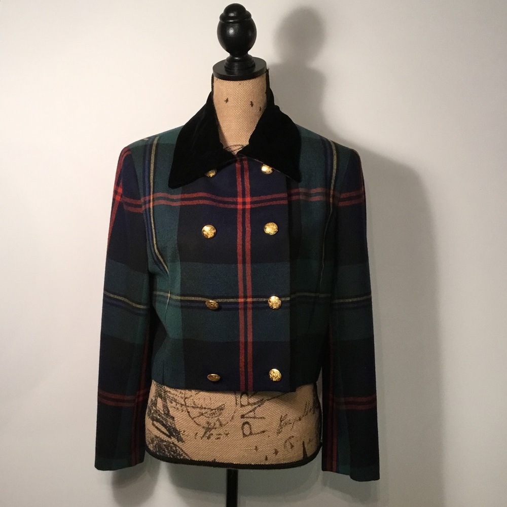 Off the runway wool and velvet jacket.