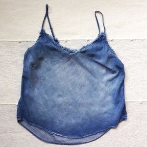 Anthropologie Frayed Chambray Camisole Top