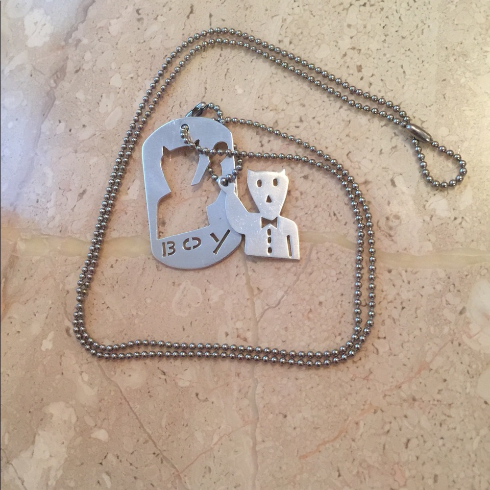 Vintage Anni & Co Silver BOY Dog Tag Necklace