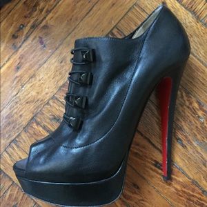Christian Louboutin Leather Ankle Peep Toe Heel