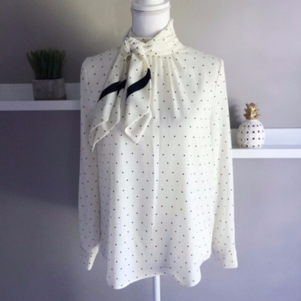 Vince Camuto Polka Dot Necktie Blouse