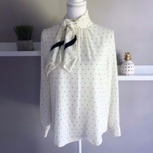Vince Camuto Polka Dot Necktie Blouse