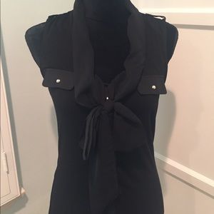 White House Black Market Sleeveless Blouse Black