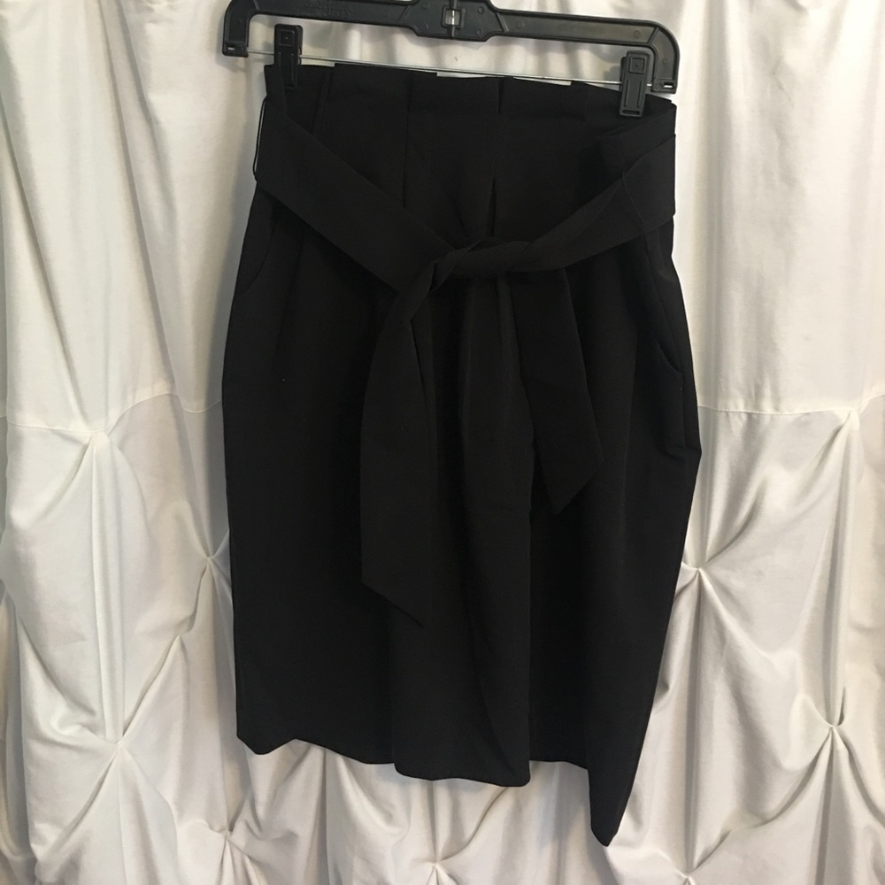 Black belted Midi Skirt