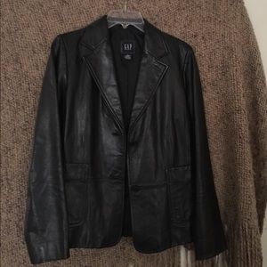 Black leather blazer
