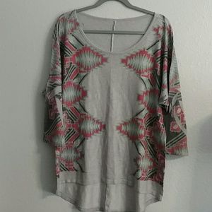 Women's slouchy fit shirt. Print on front and back