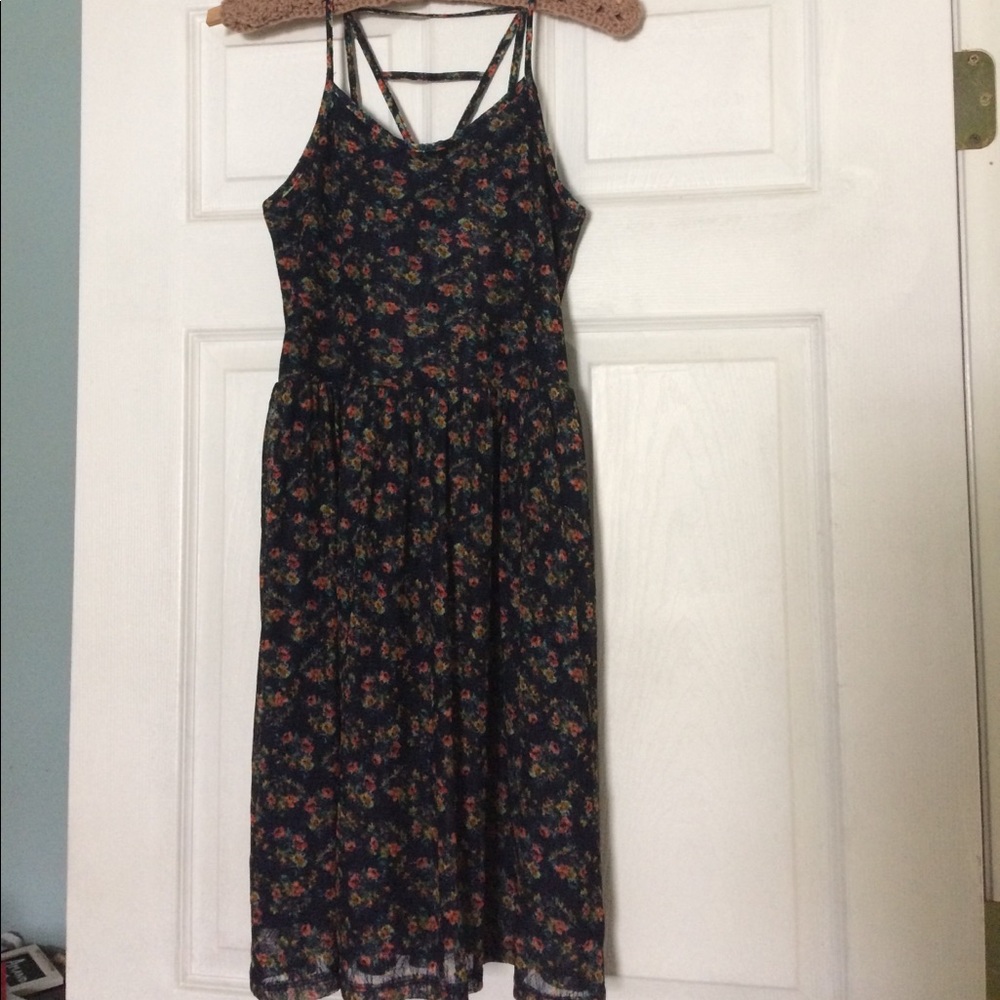 Blue flower print summer dress