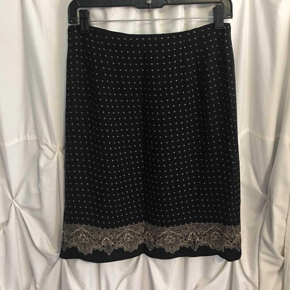 Black 100% silk midi skirt