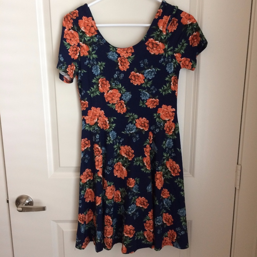 Short Sleeve Floral Skater Swing Casual Dress