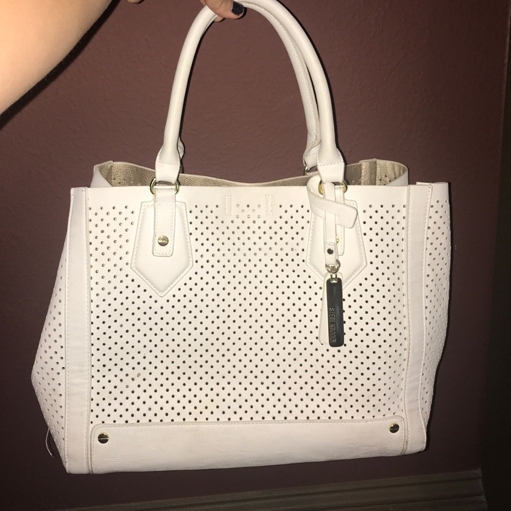 Steve Madden White Purse with Free Makeup Bag