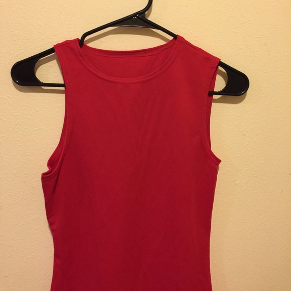 Asymmetrical tight short sexy red dress spandex S - Picture 2 of 2