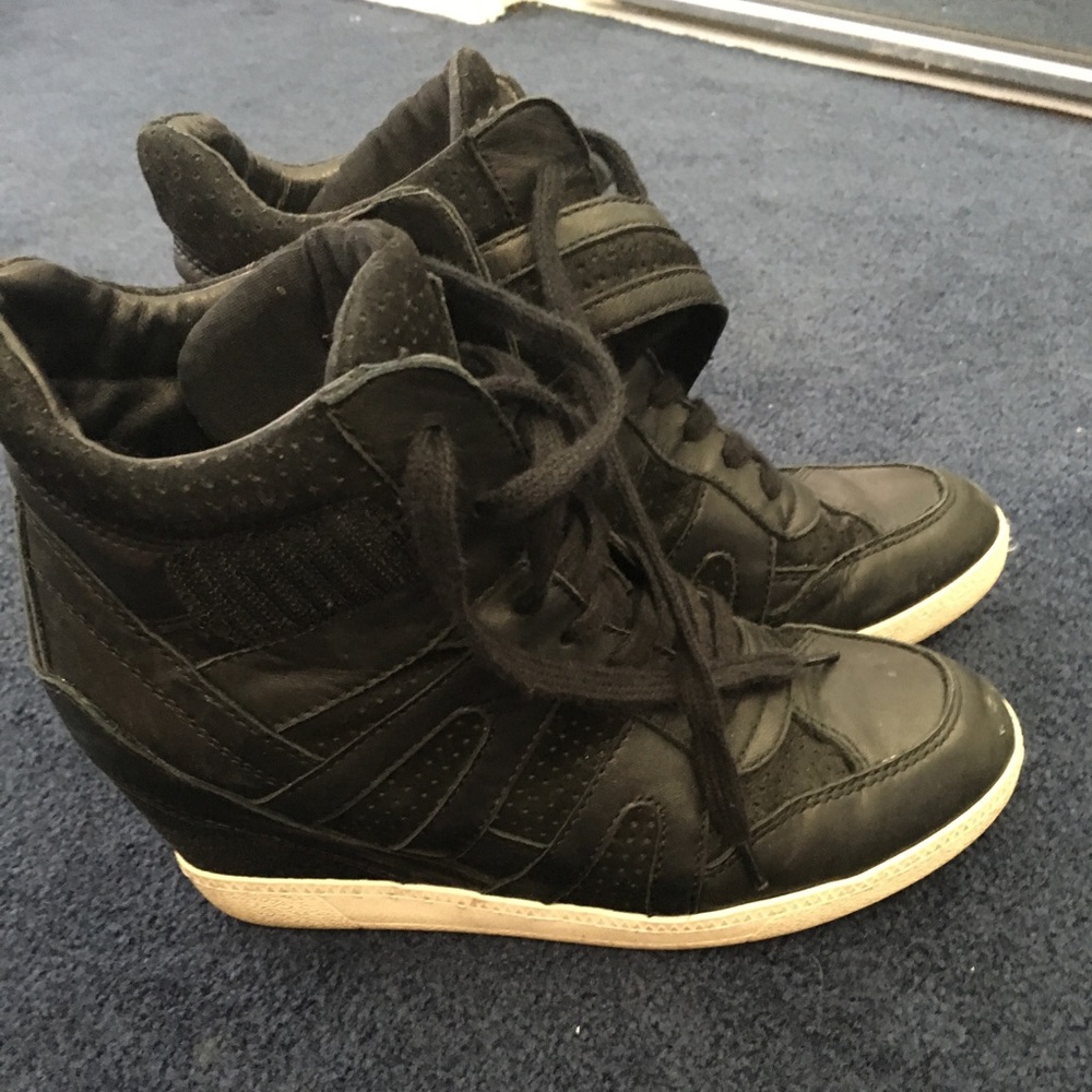 Black Ash Bowie Lace Up Wedge Sneakers size 38