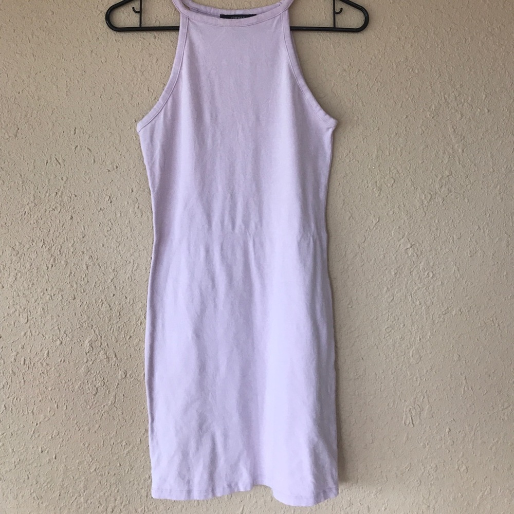 Tight purple dress with hi neck