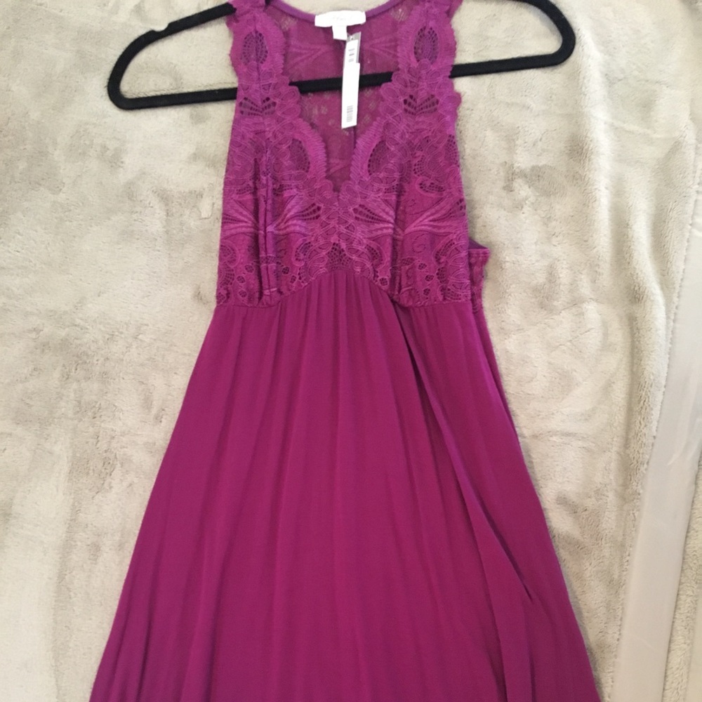 Purple lace detail slip dress