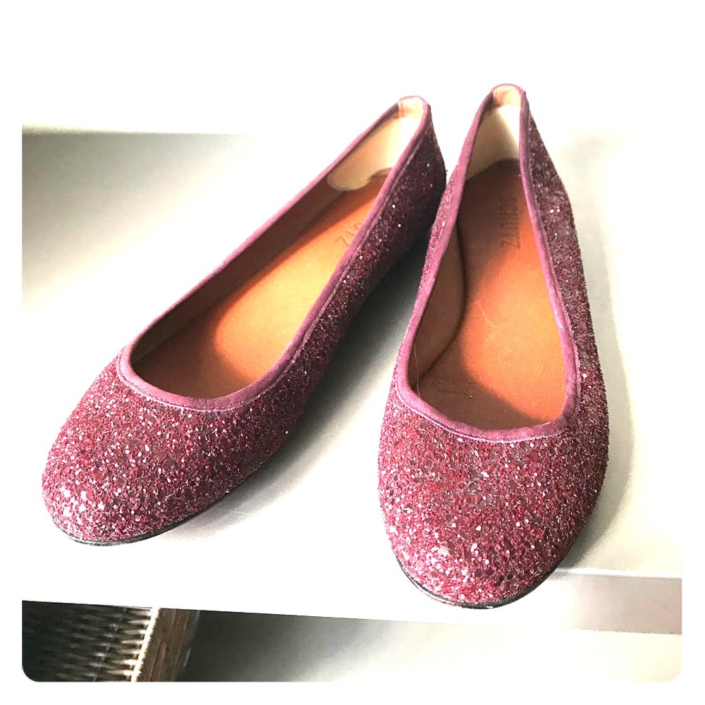 Schutz ruby red sparkly flats size 38