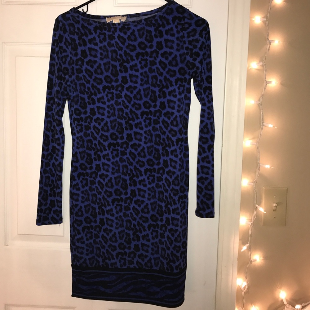 Blue leopard print dress