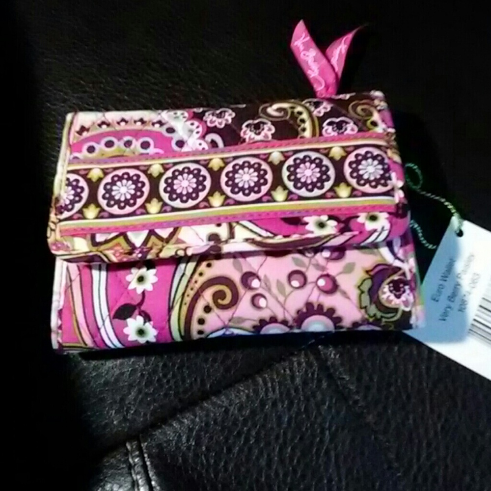 Vera Bradley Euro Wallet Very Berry Paisley NWT