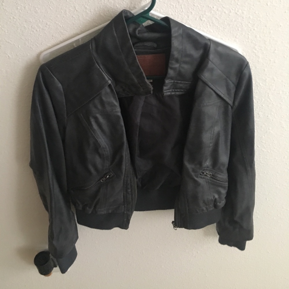 Gray leather jacket
