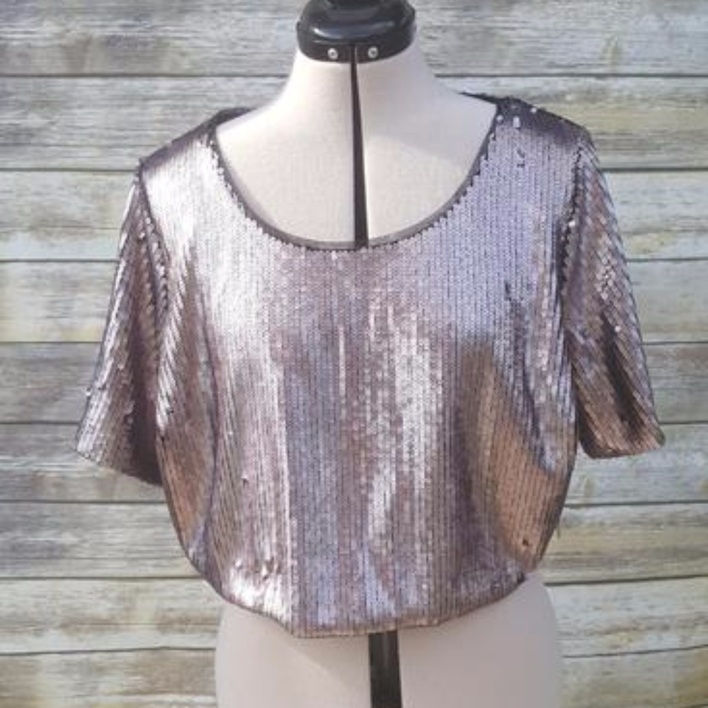 Ashley Nell Tipton Sequin Crop Top