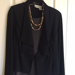 Chico's Drape Front, Black Jacket, Size 2 (10-12)